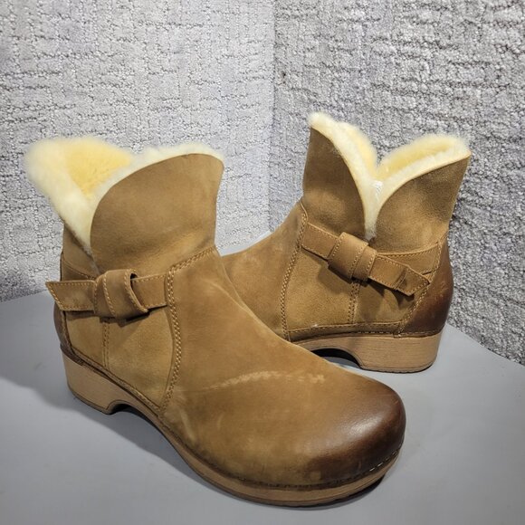 Dansko Bessie Women's Size EU 40 US 9 Tan Shearling Lined Pull on Ankle Boots - Picture 7 of 10